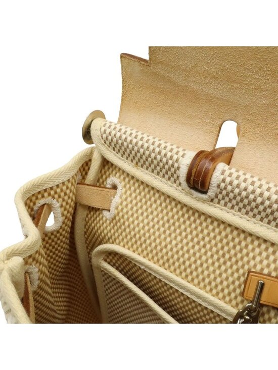 Hermes Herbag PM Handbag 2-Way Backpack Toile GM Leather Beige Black Light Brown main image 5